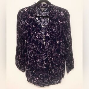 Mix by 41 Hawthorn Dark Purple & Pink Paisley Women’s Blouse Size Medium